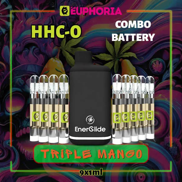 x9 HHC-O Vape Cartridge + 510 Battery Τριπλό μάνγκο 95% 1ml | E-Euphoria