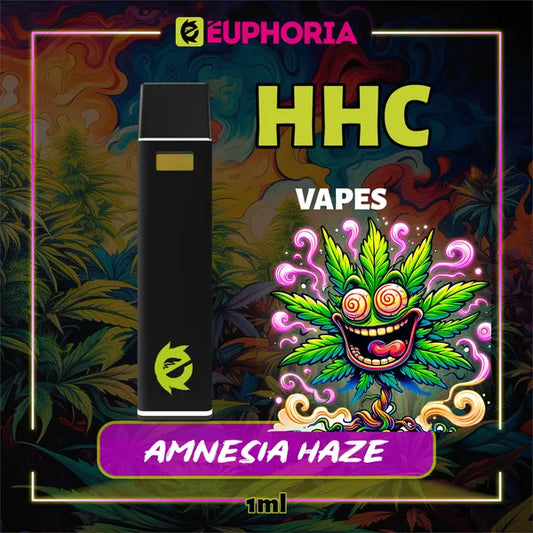 1 x HHC Vape του E-Euphoria Ελλάδα, που περιέχει 1ml του 95% HHC και γεύση τερπενίου του Amnezia Haze, άρωμα εσπεριδοειδών για ανεβαστικό και ευφορικό αποτέλεσμα.