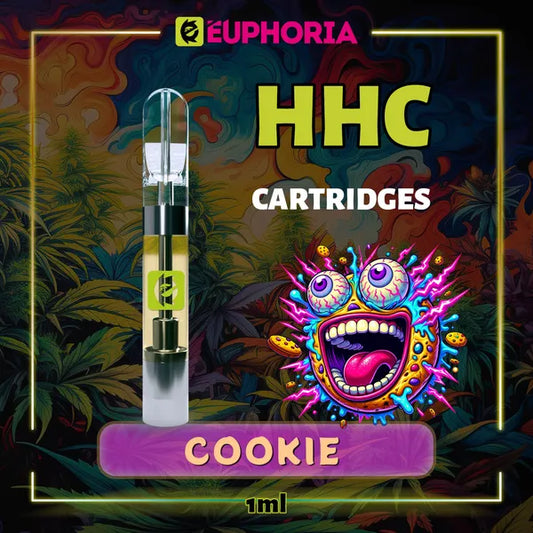 1 x HHC Vape Cartridge της E-Euphoria Ελλάδα, που περιέχει 1ml του 95% HHC και γεύση τερπενίου Cookie, άρωμα μπισκότων για ευφορικό και χαλαρωτικό αποτέλεσμα.